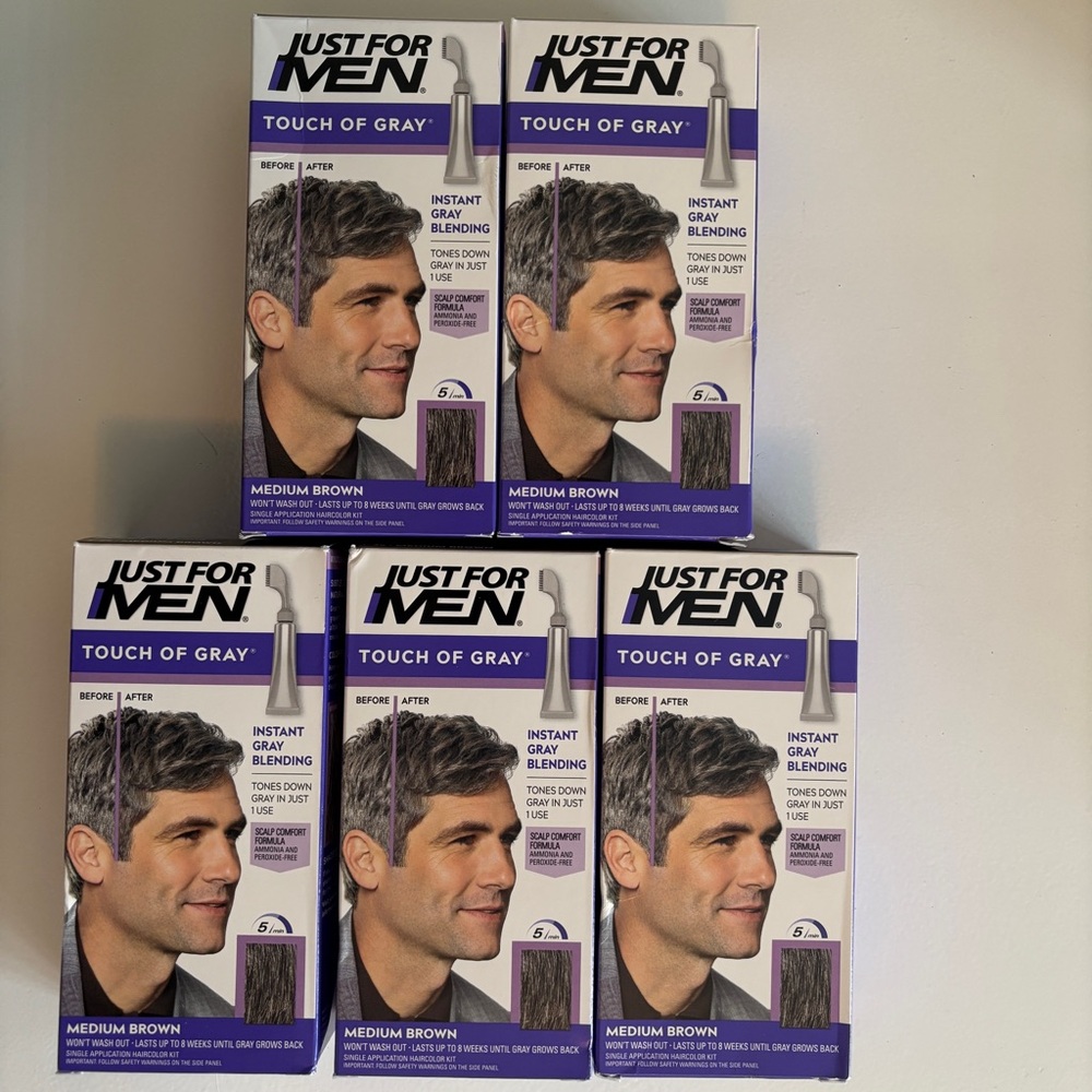 5 Pack LOT Just For MEN Touch of Gray Hair Color - Medium Brown T-35